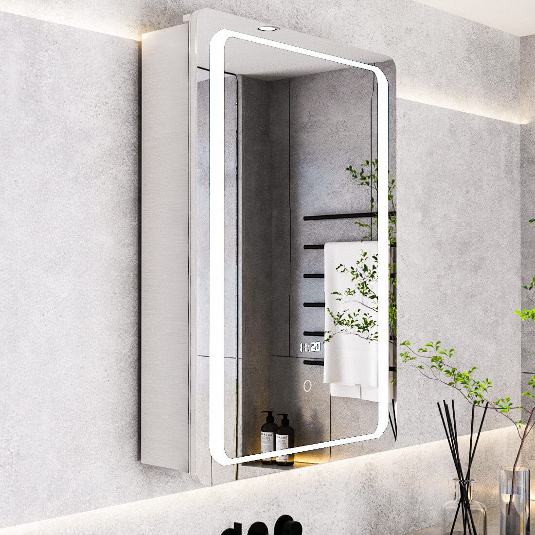 27x20inch LED Illuminated Mirror Cabinet with Sensor Switch - House Comfort