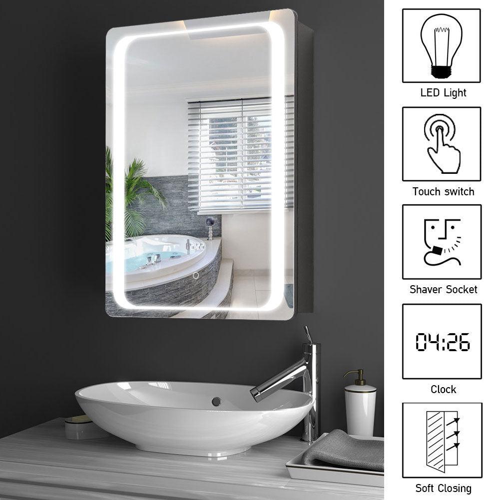 27x20inch LED Illuminated Mirror Cabinet with Sensor Switch - House Comfort