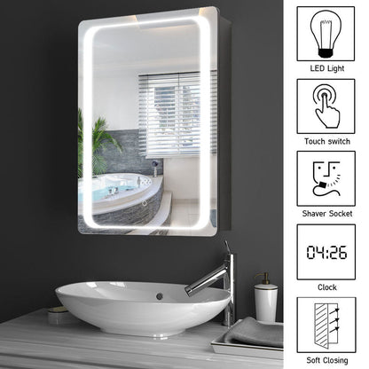 27x20inch LED Illuminated Mirror Cabinet with Sensor Switch - House Comfort