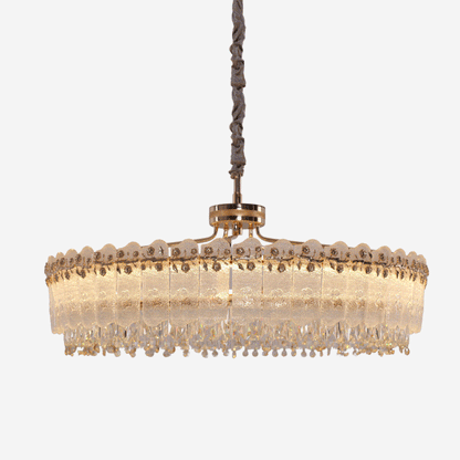 Lightsin Contemporary Crystal Pendant Light Oval and Round Dimmable Ceiling Fixture for Living Room and Hall Velora Boutique