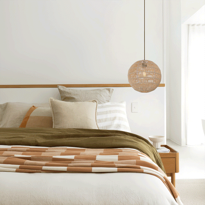 Lightsin Round Cotton Rope Pendant Light – Handwoven Ceiling Pendant for Living Room, Dining Room & Kitchen Velora Boutique