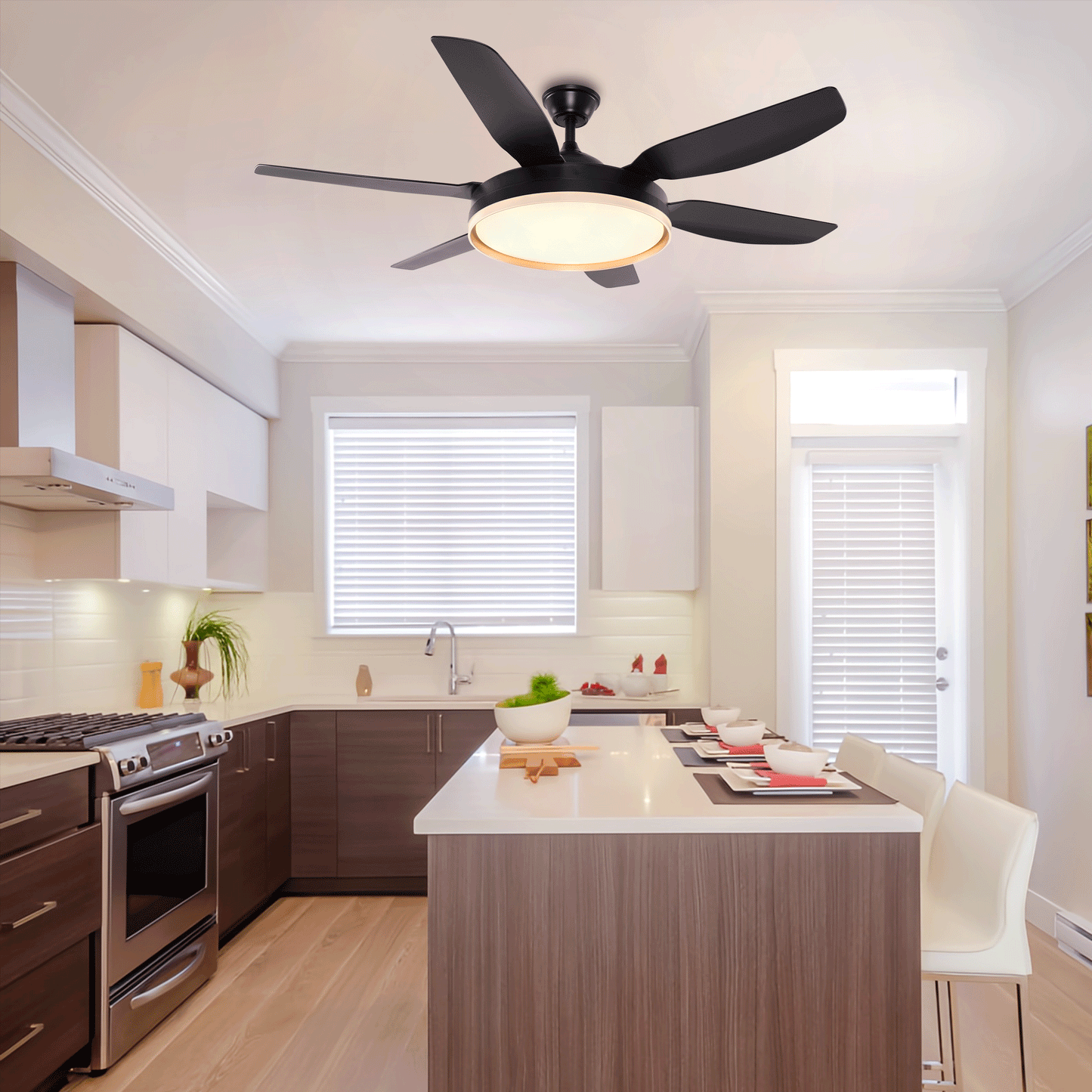 Lightsin Modern Smart Black Ceiling Fan Light with Remote and 6 Speeds Velora Boutique