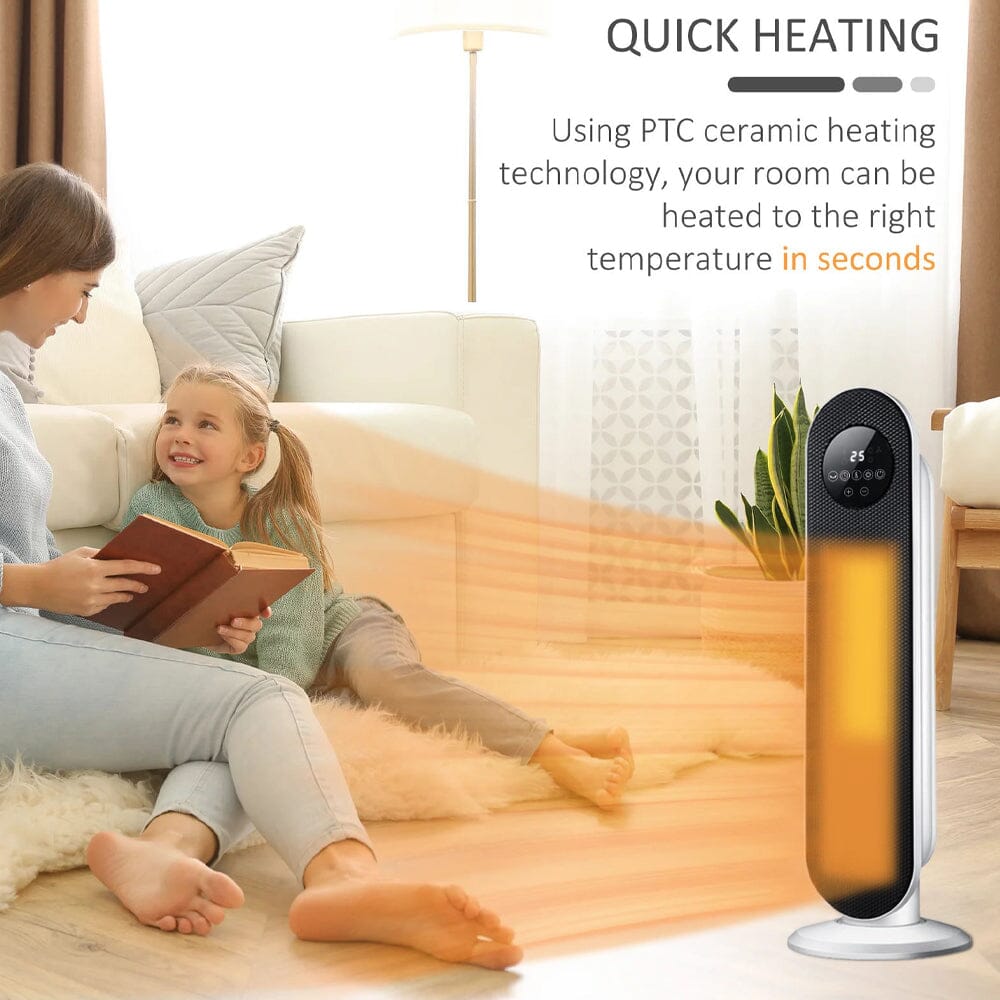 2ft H White Digital PTC Ceramic Heater with Remote Control - House Comfort