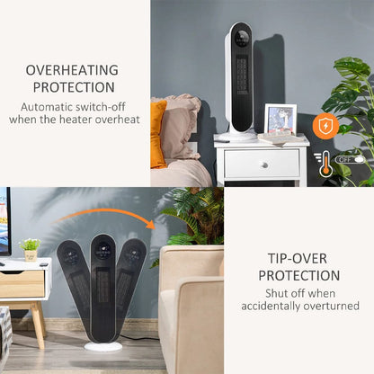 2ft H White Digital PTC Ceramic Heater with Remote Control - House Comfort