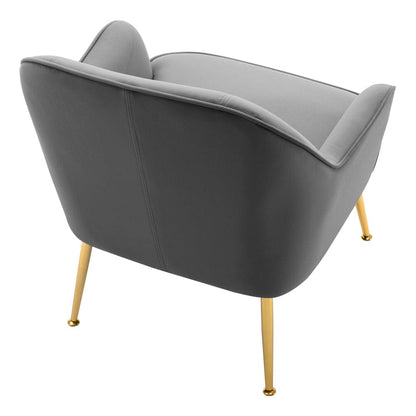 2ft Leisure Velvet Armchair with Gold - Plated Metal Legs - House Comfort