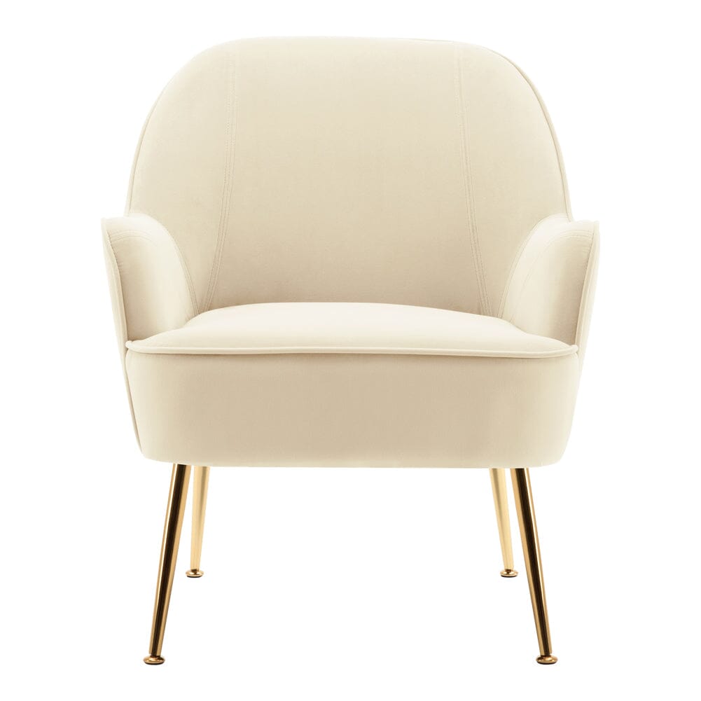 2ft Leisure Velvet Armchair with Gold - Plated Metal Legs - House Comfort