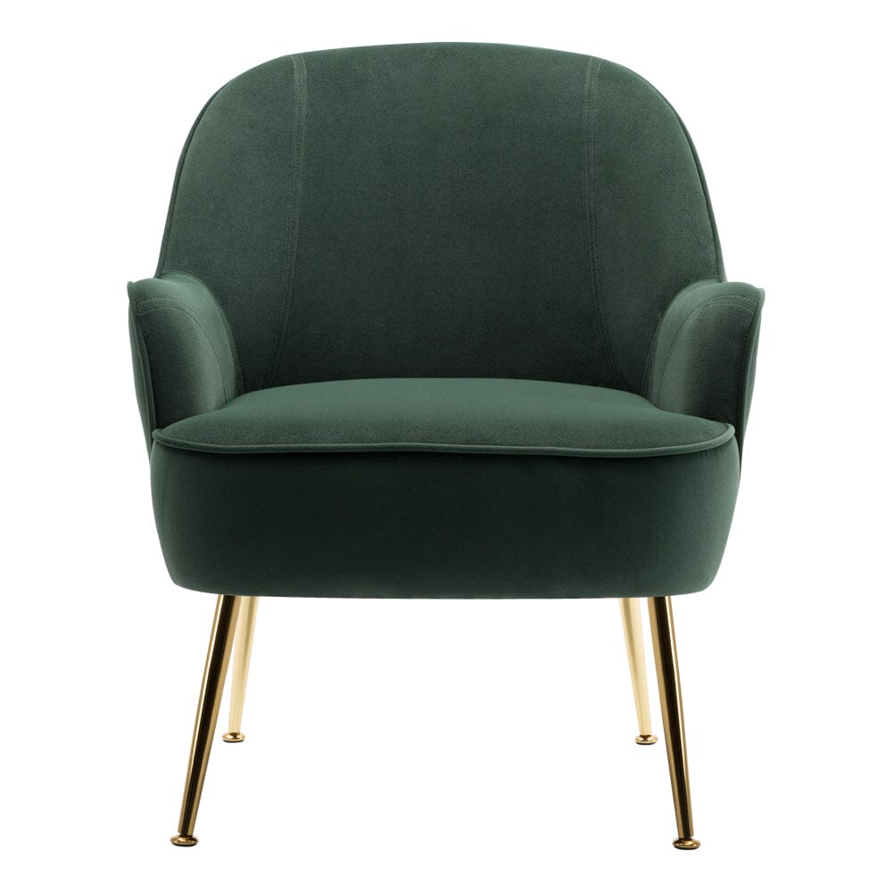 2ft Leisure Velvet Armchair with Gold - Plated Metal Legs - House Comfort