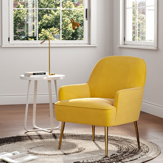 2ft Leisure Velvet Armchair with Gold - Plated Metal Legs - House Comfort