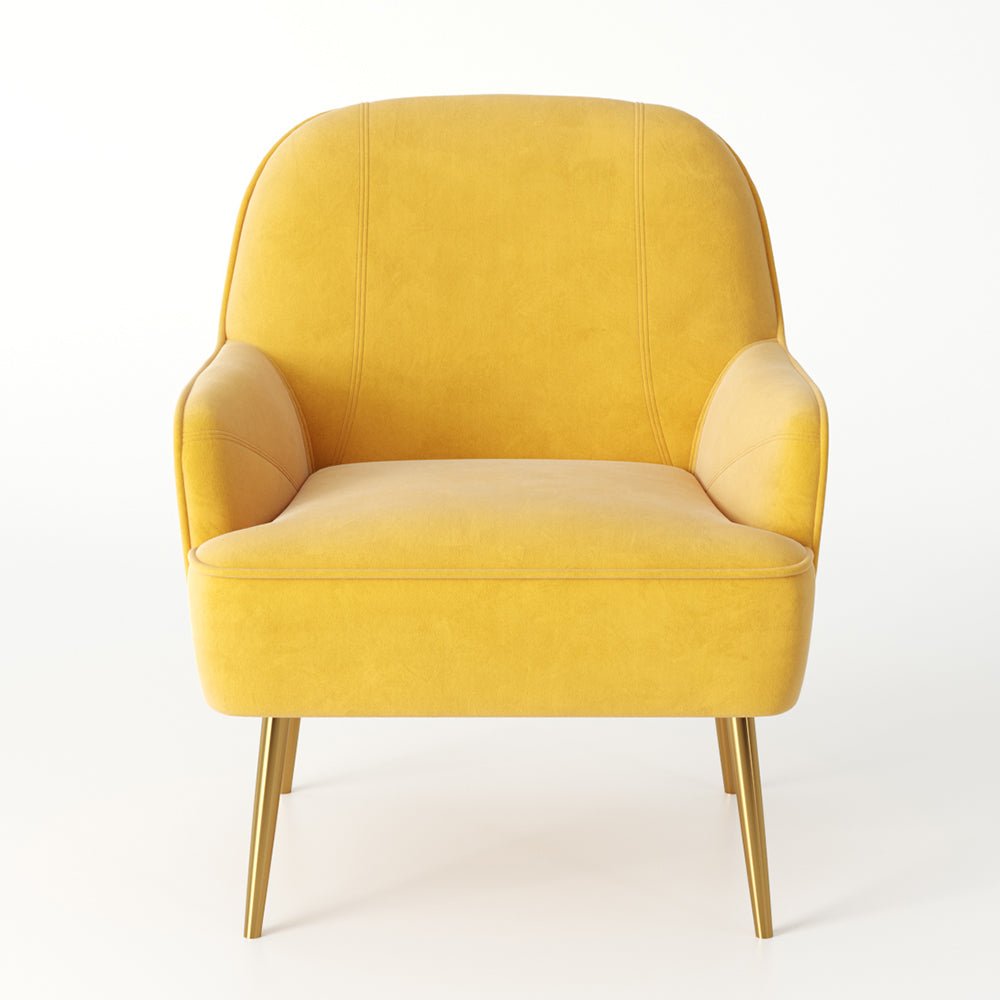 2ft Leisure Velvet Armchair with Gold - Plated Metal Legs - House Comfort