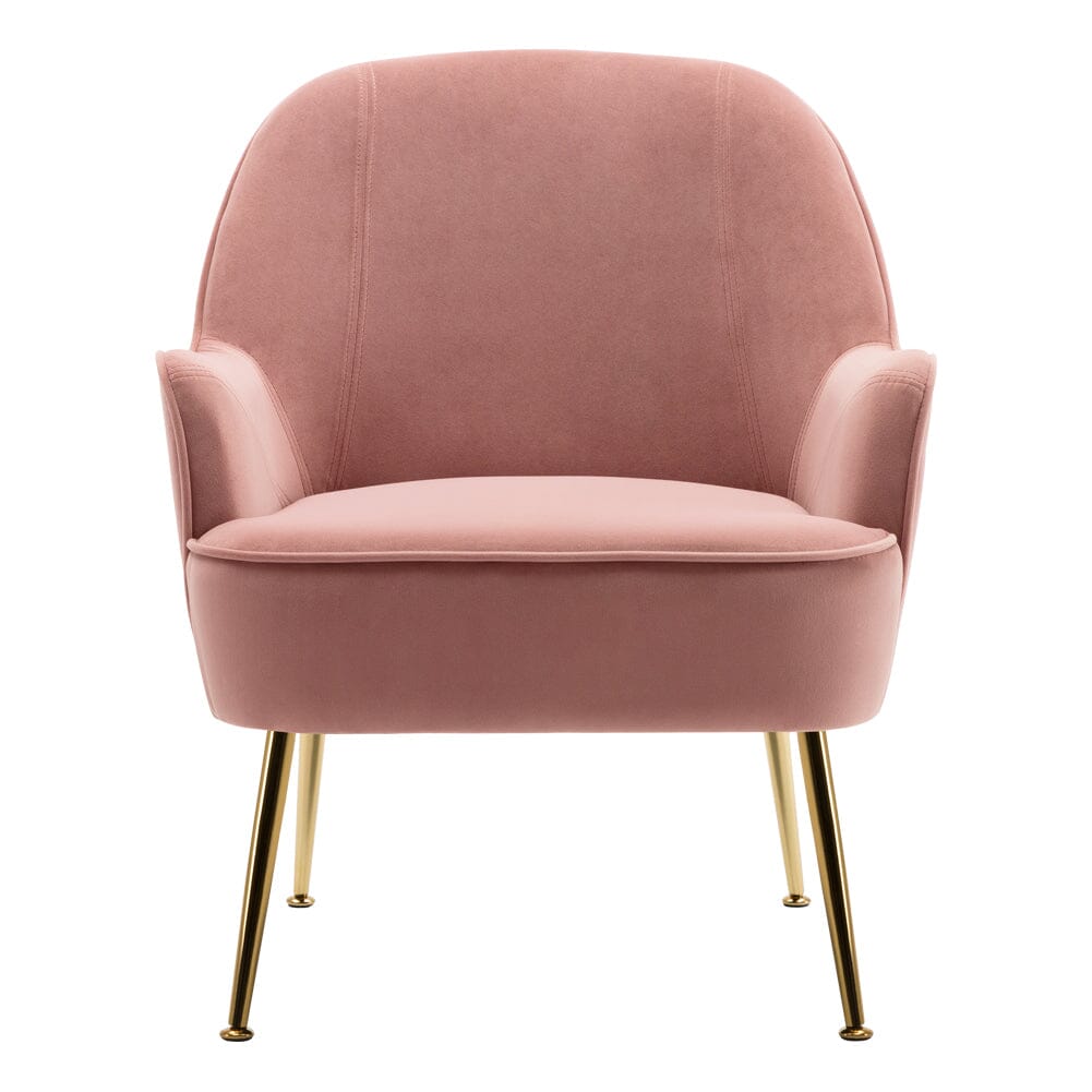 2ft Leisure Velvet Armchair with Gold - Plated Metal Legs - House Comfort