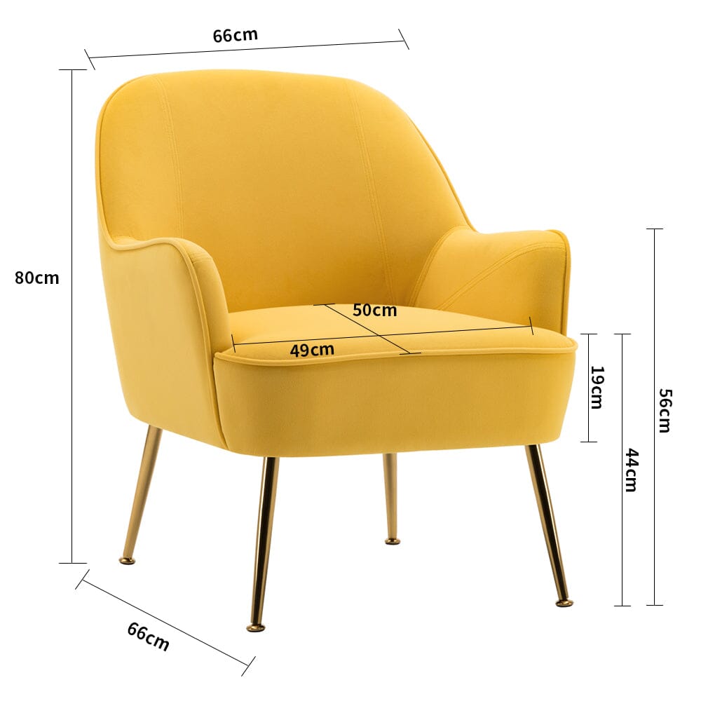 2ft Leisure Velvet Armchair with Gold - Plated Metal Legs - House Comfort