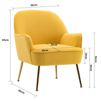 2ft Leisure Velvet Armchair with Gold - Plated Metal Legs - House Comfort