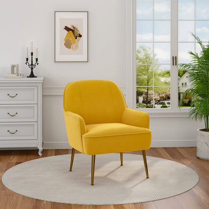2ft Leisure Velvet Armchair with Gold - Plated Metal Legs - House Comfort