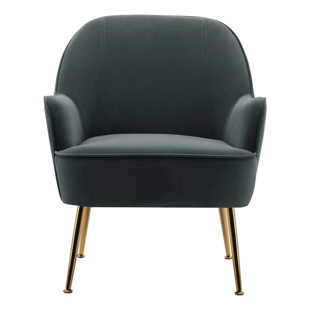 2ft Leisure Velvet Armchair with Gold - Plated Metal Legs - House Comfort