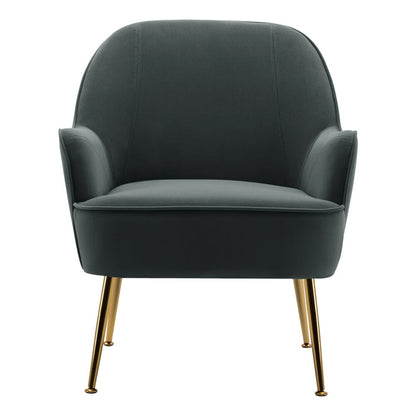 2ft Leisure Velvet Armchair with Gold - Plated Metal Legs - House Comfort