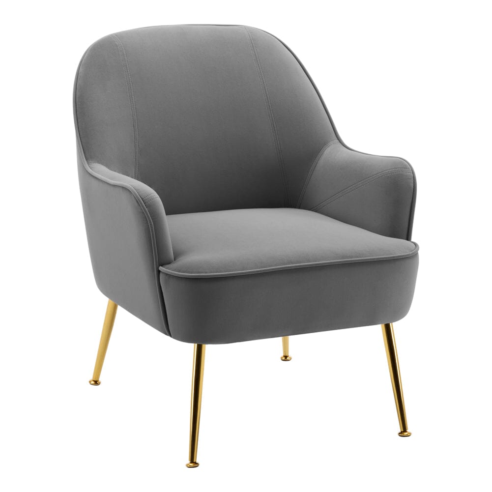 2ft Leisure Velvet Armchair with Gold - Plated Metal Legs - House Comfort