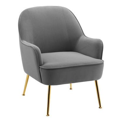2ft Leisure Velvet Armchair with Gold - Plated Metal Legs - House Comfort
