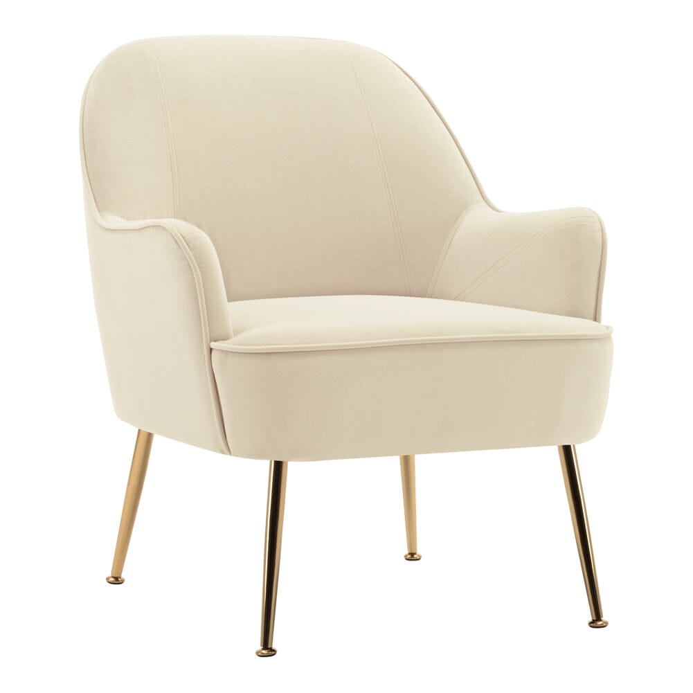 2ft Leisure Velvet Armchair with Gold - Plated Metal Legs - House Comfort