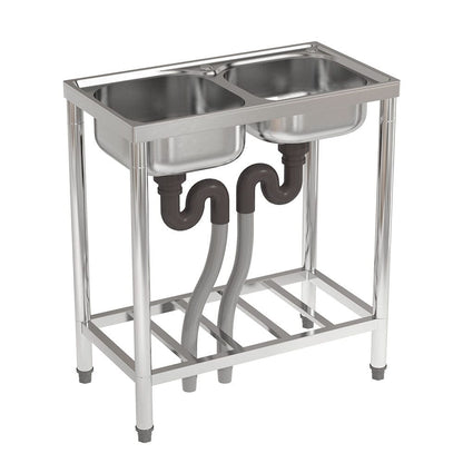 2ft Two Compartment Stainless Steel Commercial Bar Sink with Shelf - House Comfort