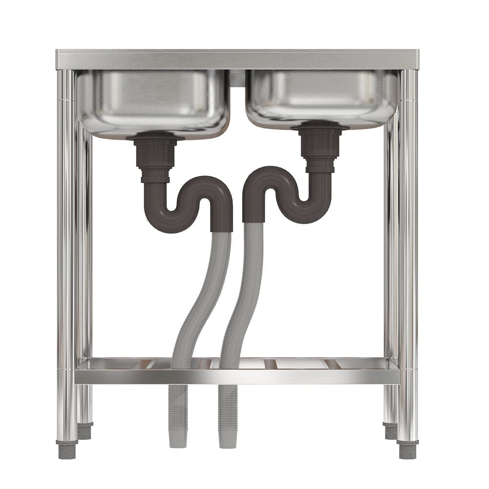 2ft Two Compartment Stainless Steel Commercial Bar Sink with Shelf - House Comfort