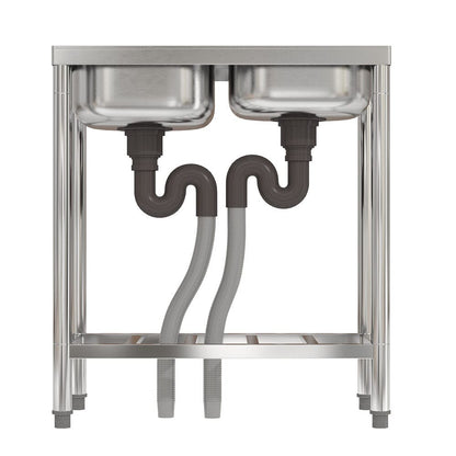 2ft Two Compartment Stainless Steel Commercial Bar Sink with Shelf - House Comfort