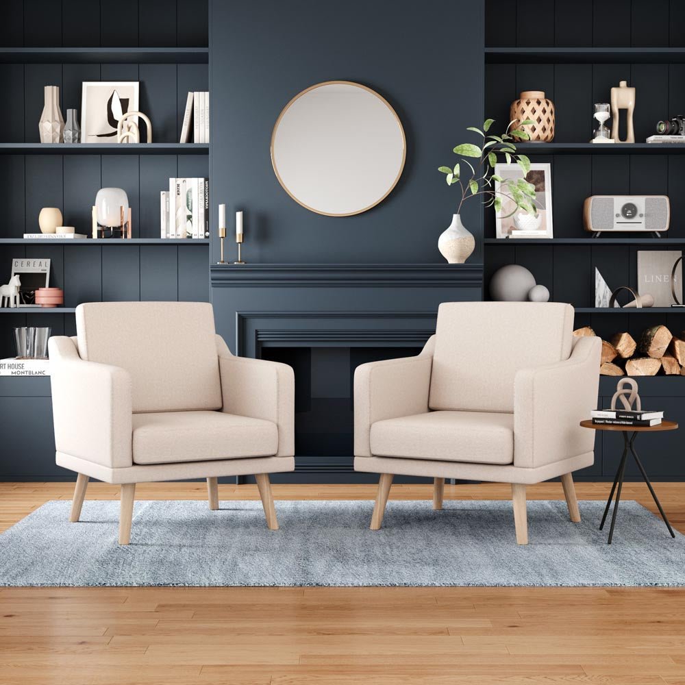 2ft Upholstered Armchair Linen Pebble Weave Padded Single Sofa - House Comfort