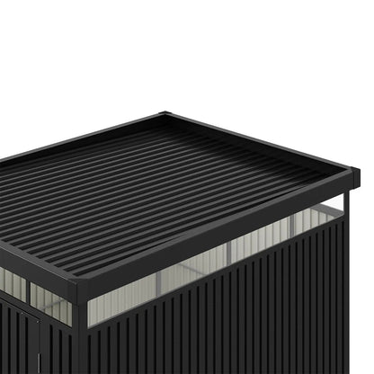 2x2.6x2m/1.6x2.6x2m/2.6x3x2m/4x3x2m Charcoal Black Galvanized Steel Storage Shed with Double/Single Lockable Doors - House Comfort