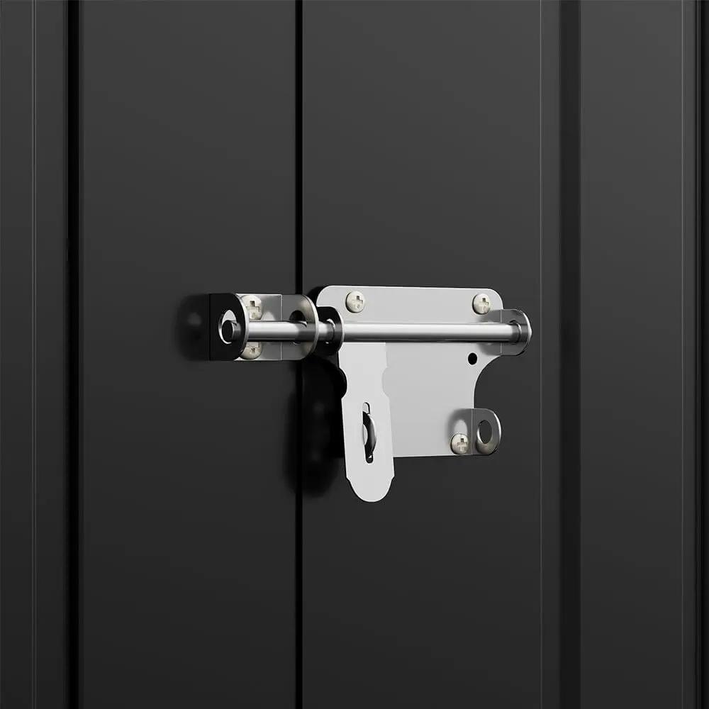 2x2.6x2m/1.6x2.6x2m/2.6x3x2m/4x3x2m Charcoal Black Galvanized Steel Storage Shed with Double/Single Lockable Doors - House Comfort