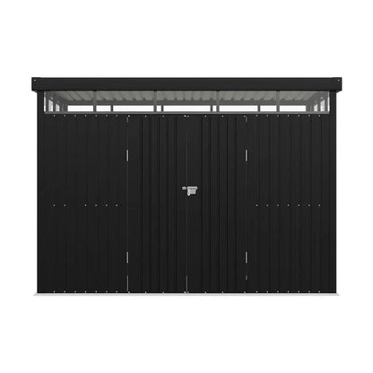2x2.6x2m/1.6x2.6x2m/2.6x3x2m/4x3x2m Charcoal Black Galvanized Steel Storage Shed with Double/Single Lockable Doors - House Comfort