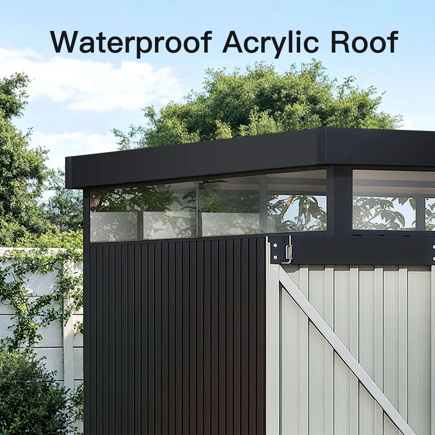 2x2.6x2m/1.6x2.6x2m/2.6x3x2m/4x3x2m Charcoal Black Galvanized Steel Storage Shed with Double/Single Lockable Doors - House Comfort