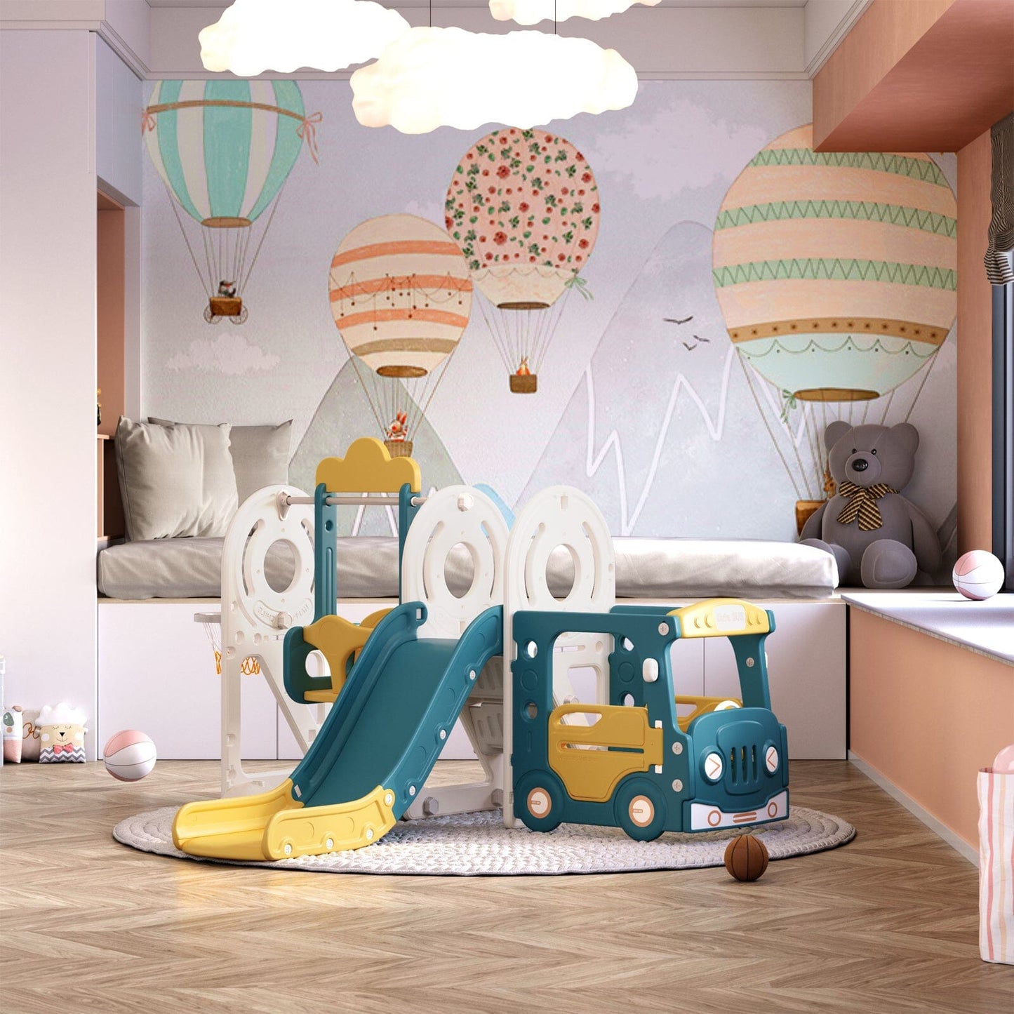 3 - in - 1 Kids Toddler Swing and Slide Set Climber Playset - House Comfort