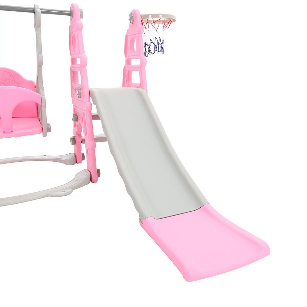 3 in 1 Kids Toddler Swing and Slide Set with Basketball Hoop Sturdy Construction - House Comfort