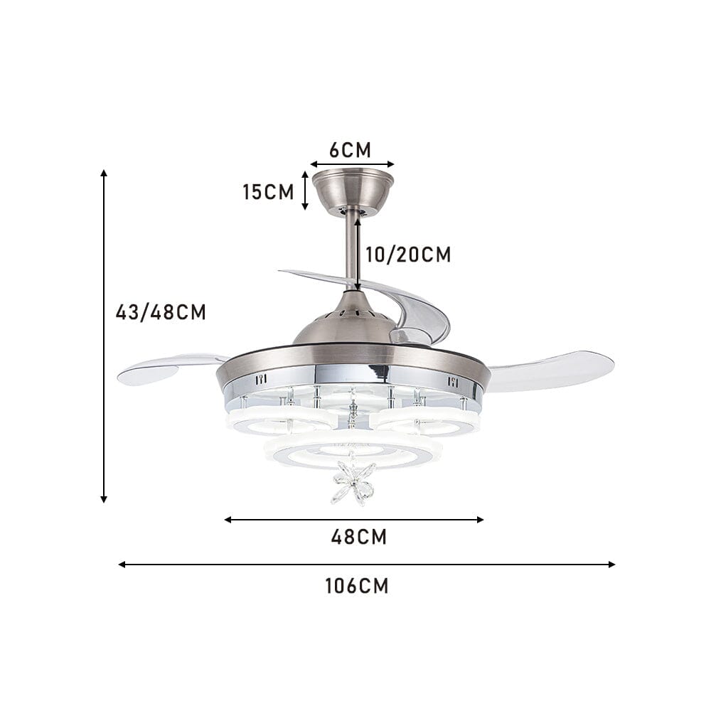 3 Light Changing Acrylic Ceiling Fan 60W for Bedroom Living Room - House Comfort