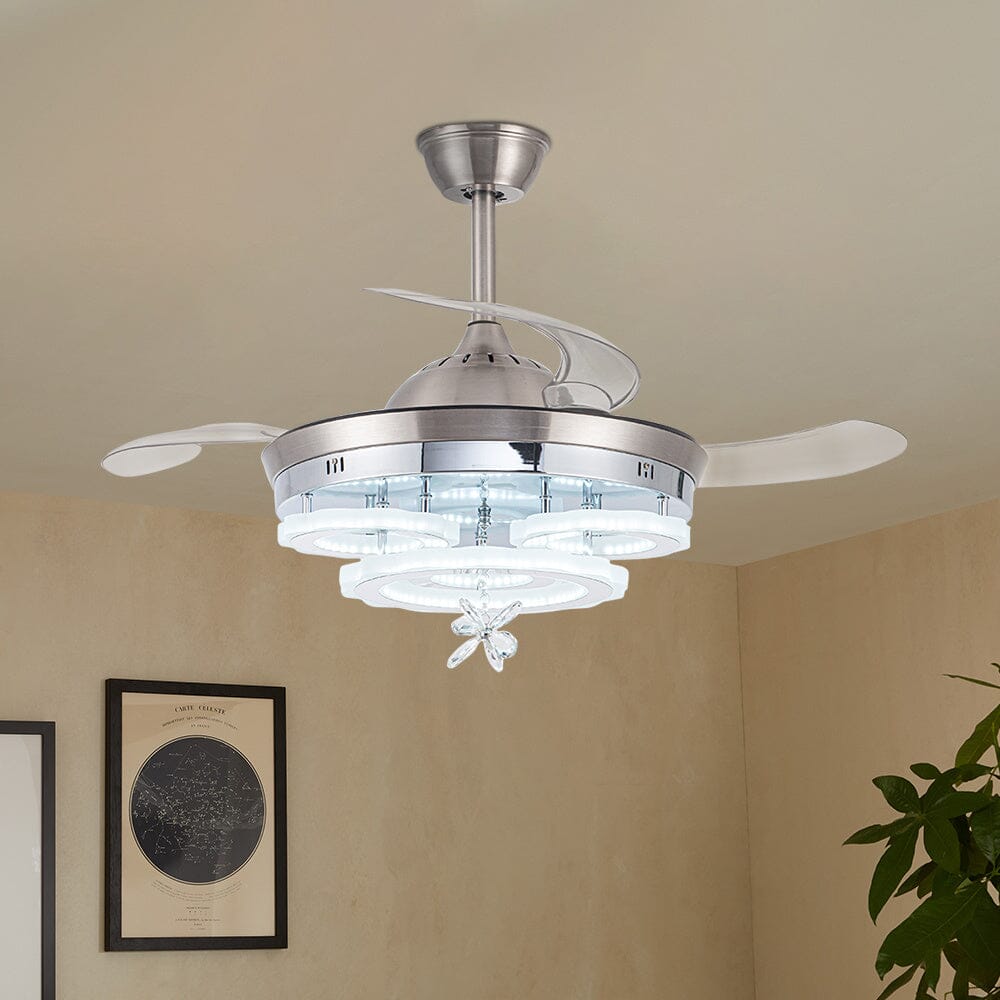 3 Light Changing Acrylic Ceiling Fan 60W for Bedroom Living Room - House Comfort