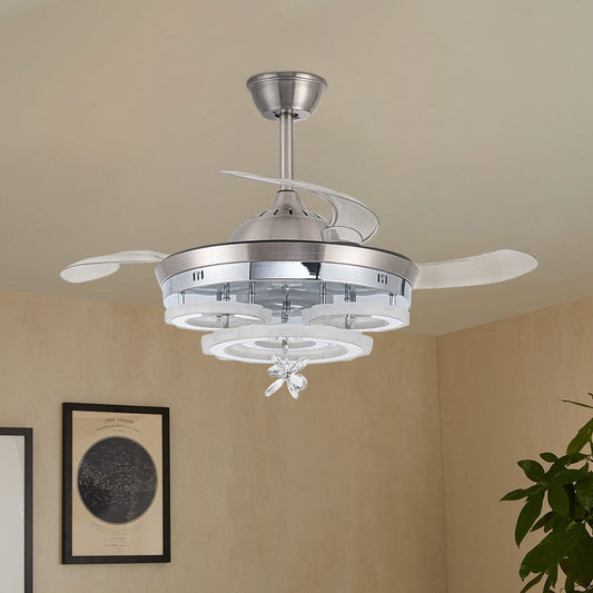 3 Light Changing Acrylic Ceiling Fan 60W for Bedroom Living Room - House Comfort