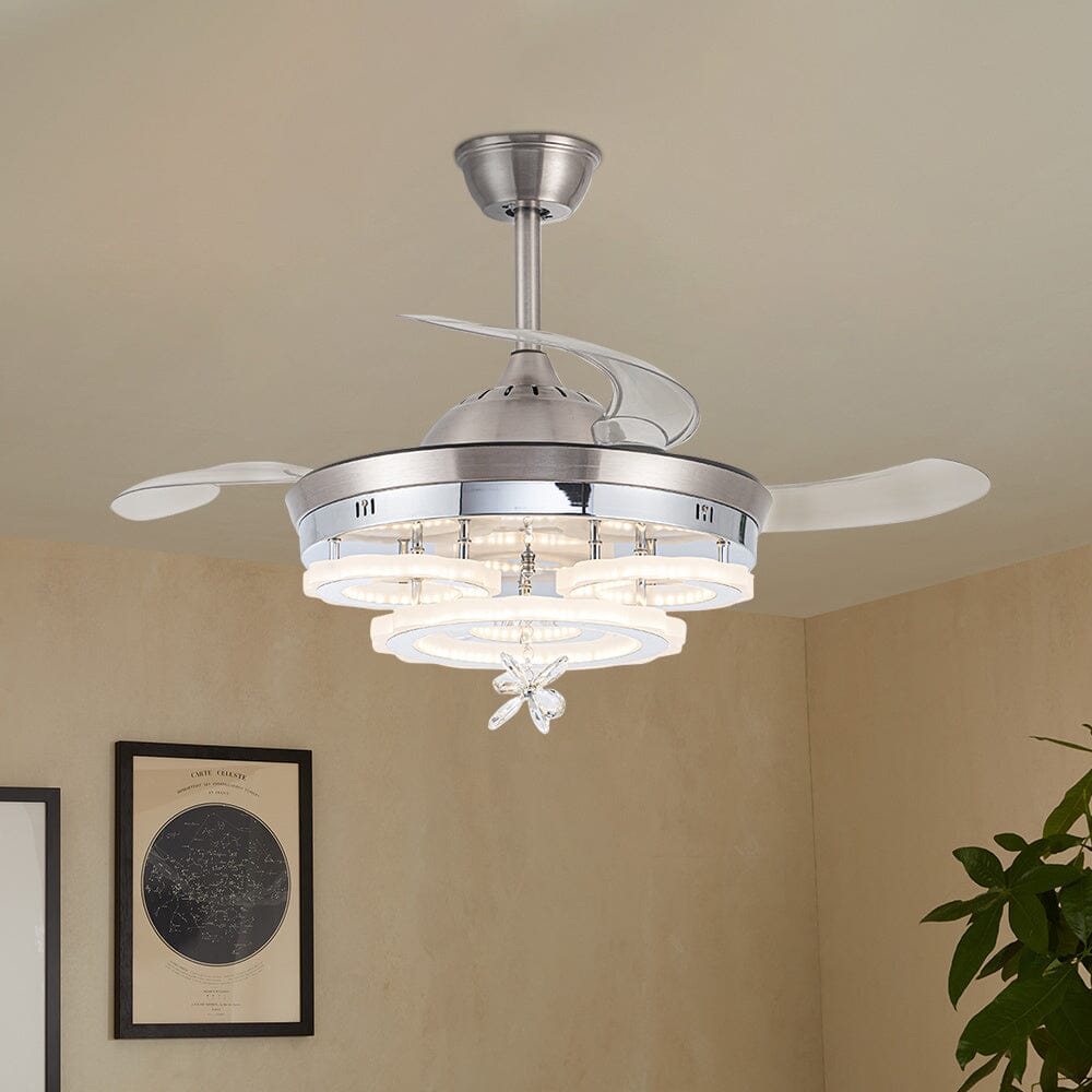 3 Light Changing Acrylic Ceiling Fan 60W for Bedroom Living Room - House Comfort