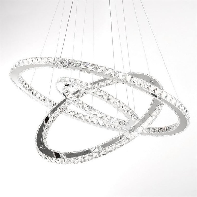 3 Rings Ceiling Light Crystal LED Chandelier Pendant Non - Dimmable - House Comfort