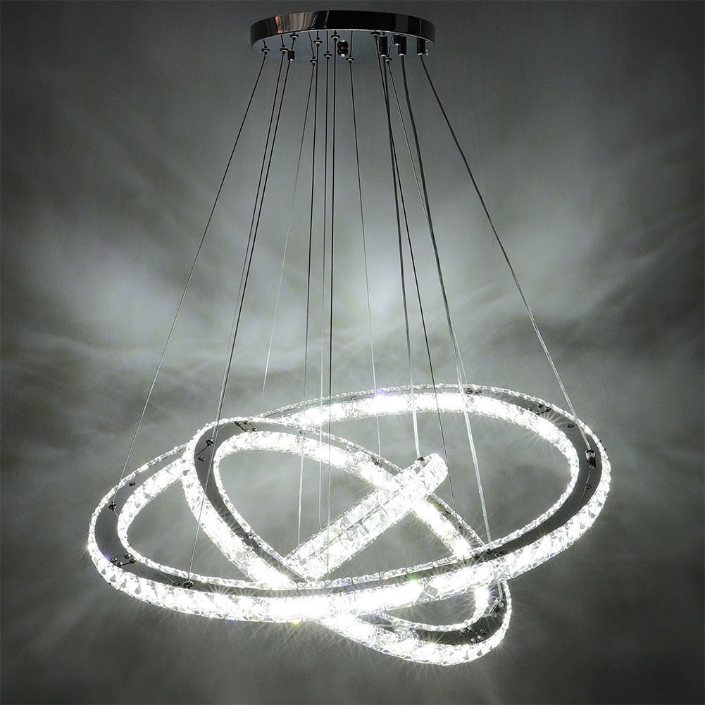 3 Rings Ceiling Light Crystal LED Chandelier Pendant Non - Dimmable - House Comfort