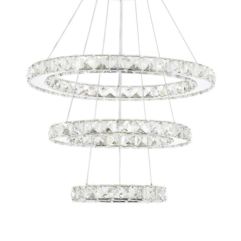 3 Rings Ceiling Light Crystal LED Chandelier Pendant Non - Dimmable - House Comfort