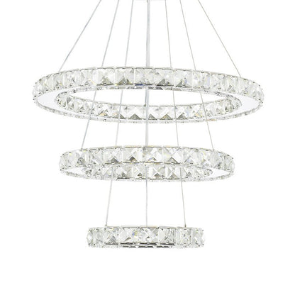 3 Rings Ceiling Light Crystal LED Chandelier Pendant Non - Dimmable - House Comfort