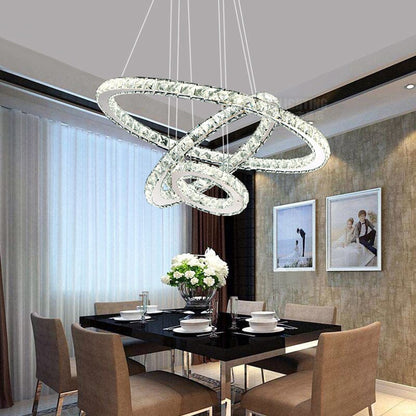 3 Rings Ceiling Light Crystal LED Chandelier Pendant Non - Dimmable - House Comfort