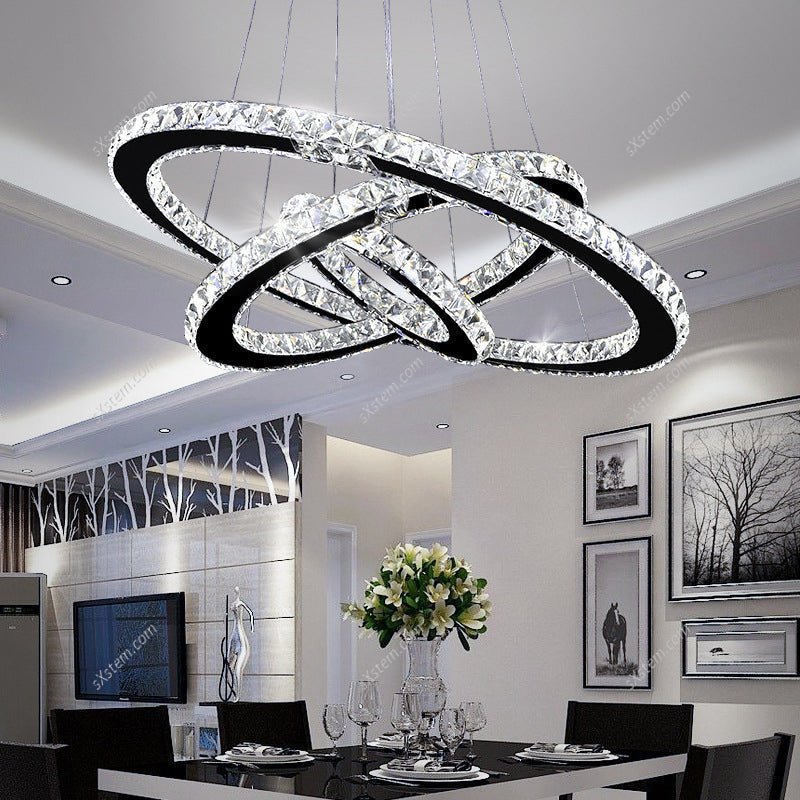 3 Rings Ceiling Light Crystal LED Chandelier Pendant Non - Dimmable - House Comfort