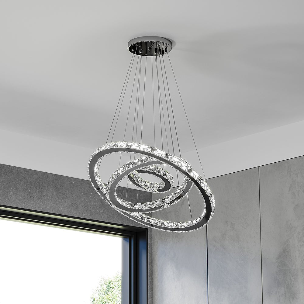 3 Rings Ceiling Light Crystal LED Chandelier Pendant Non - Dimmable - House Comfort