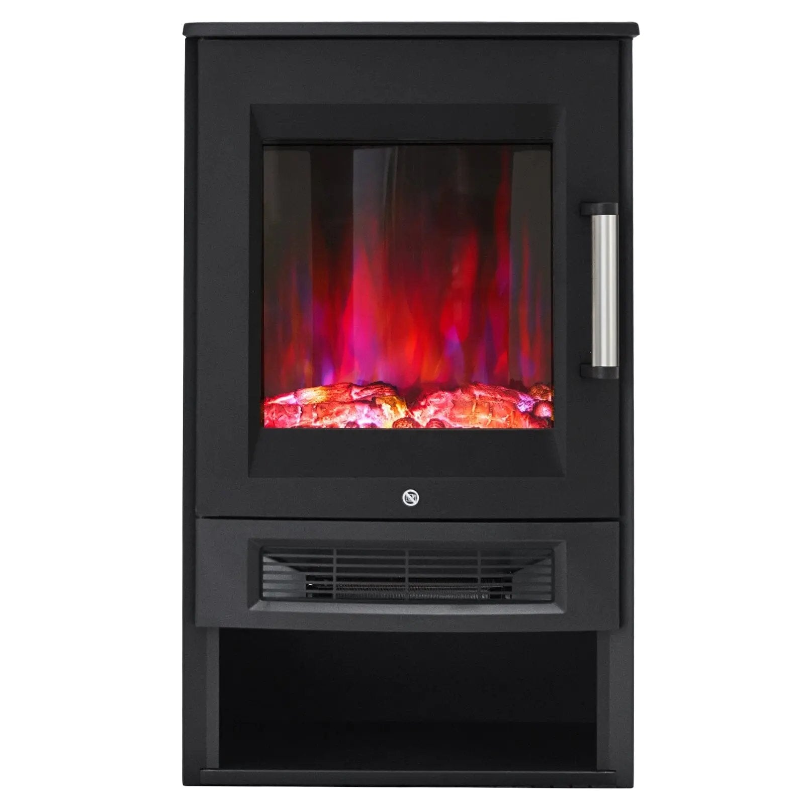 3 - Sided Freestanding Electric Fireplace with Remote Control – Black, 900/1800W, Adjustable LED Flame & Temperature - House Comfort