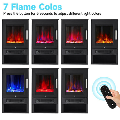 3 - Sided Freestanding Electric Fireplace with Remote Control – Black, 900/1800W, Adjustable LED Flame & Temperature - House Comfort
