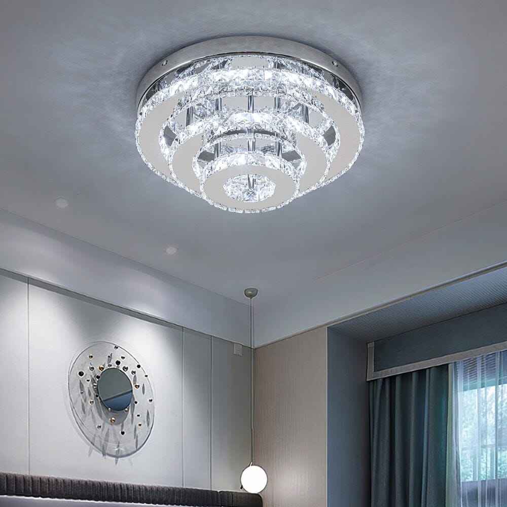 3 - Tier Chic Crystal Ceiling Light with Chrome Finish - House Comfort