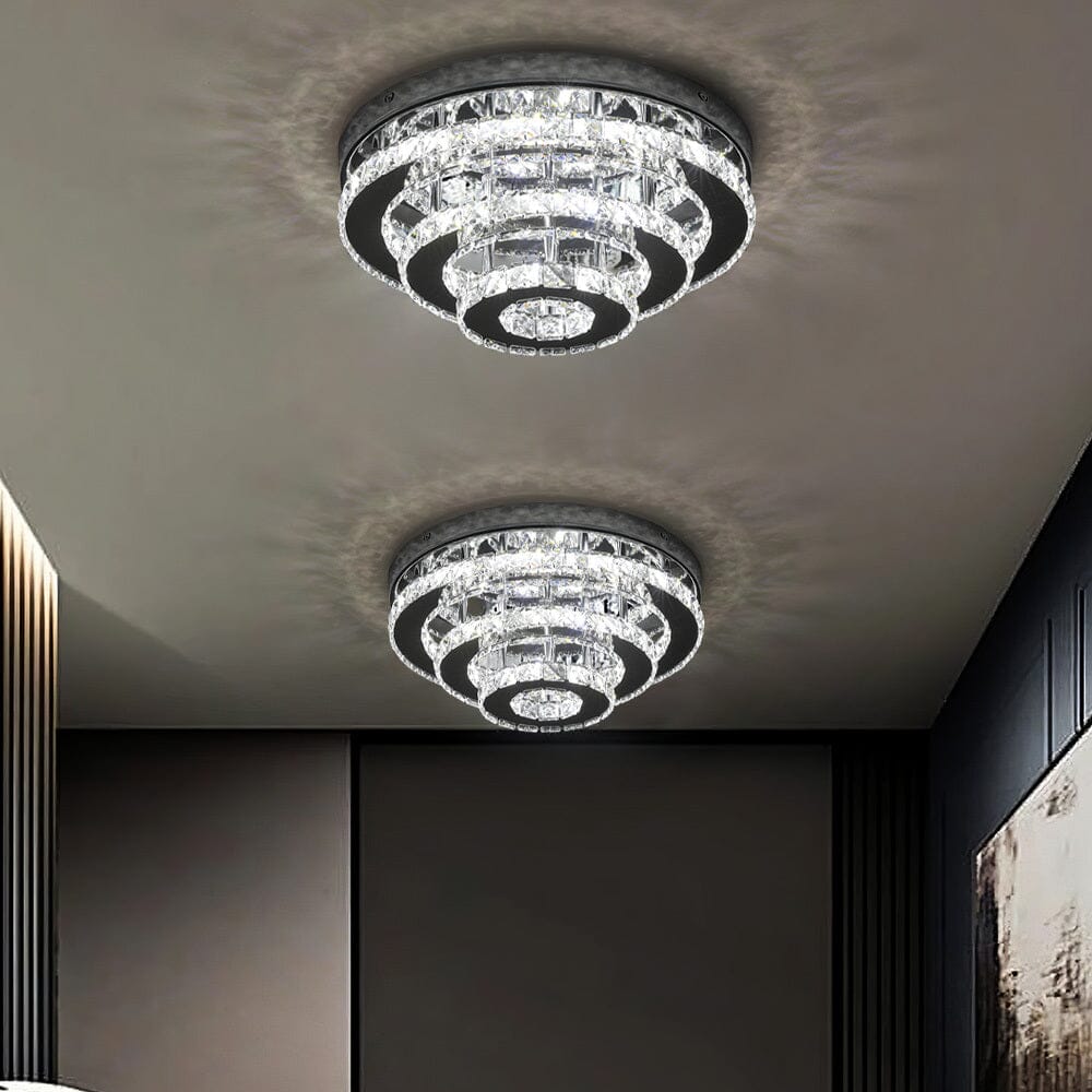 3 - Tier Chic Crystal Ceiling Light with Chrome Finish - House Comfort