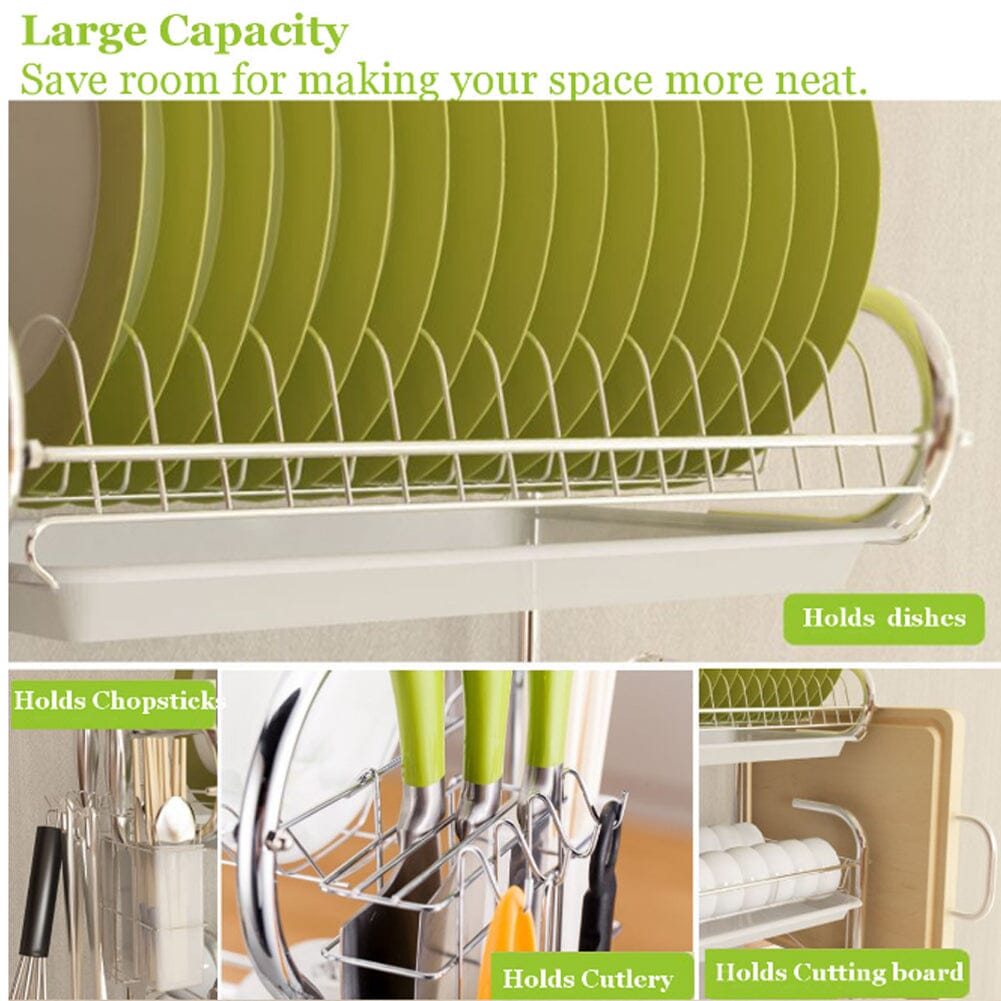 3 - Tier Dish Drainer Storage Stand Bowl Plate Dryer Tray - House Comfort