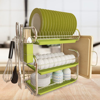 3 - Tier Dish Drainer Storage Stand Bowl Plate Dryer Tray - House Comfort