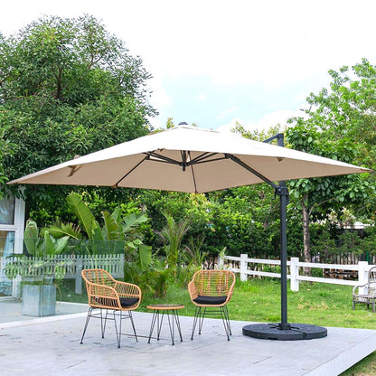 3 x 3 M Khaki Square Cantilever Parasol Outdoor Hanging Umbrella for Garden and Patio - House Comfort